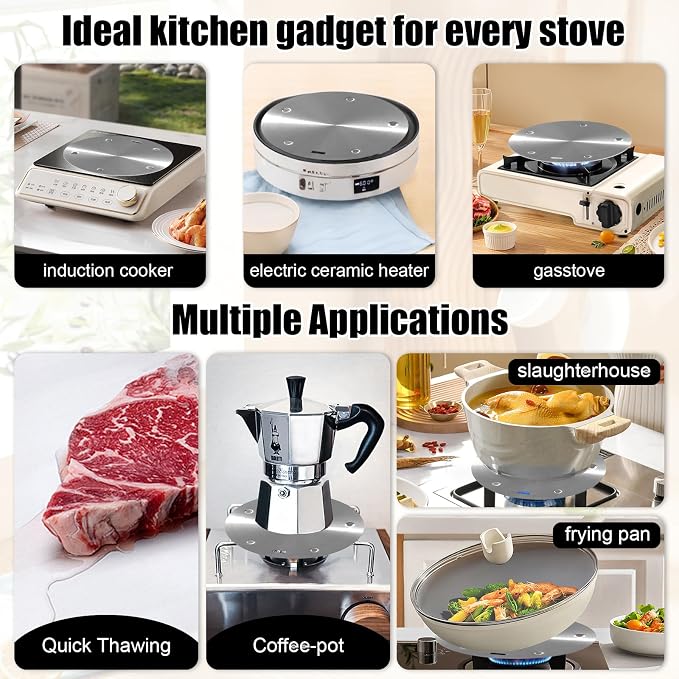 Longzhuo Heat Diffuser Plate, Grouarty Stainless Steel Induction Plate, Induction Cooktop Converter Plate with Handle, for Electric Gas Glass Cooktop Hob Ring (6.29 inches (16 cm))