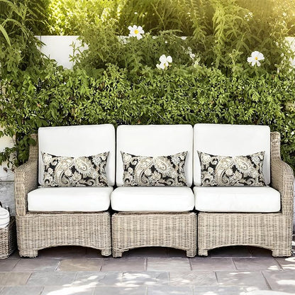 LVTXIII Outdoor/Indoor Lumbar Pillows, Decorative Patio Lumbar Cushions, Fluffy Fade Resistant Throw Pillow Cushions for Home Patio Coach Sofa, 12×20 Inch, Pack of 2, Paisley Black
