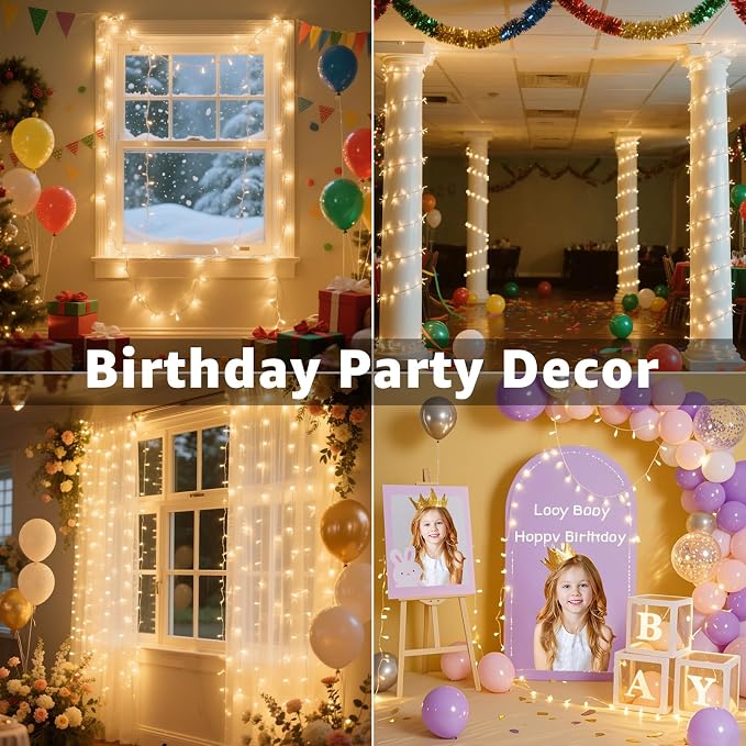 49FT 150 LED Christmas Lights Outdoor Waterproof, Timer & Memory Function, 8 Modes Warm White String Lights Plug in Twinkle Lights for Xmas Tree Holiday Garden Indoor Party Decor
