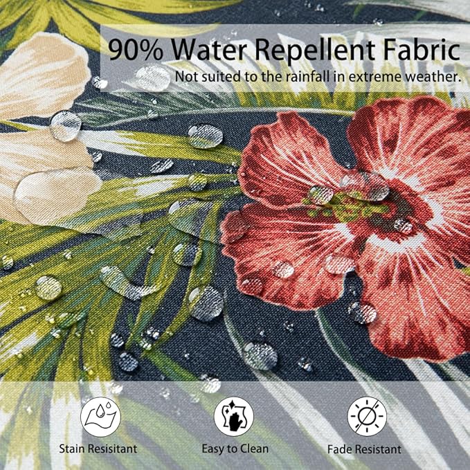Magpie Fabrics Indoor Outdoor Cushion Cover Replacement 2 Pack, NO Insert! Water Repellent Slipcover with Ties Decor for Patio Garden Chair Sofa Bench Wicker(Midnight Floral, 20x18x4 Inch)