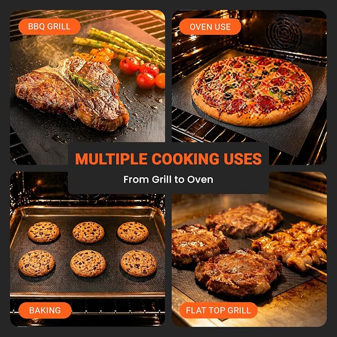 Grill Mats Roll with Cutter, Grill Mat for Outdoor Grill 15.75 x 100 Inch | Reusable Grilling Mats for Gas Grills, Nonstick Cut-to-Fit for Outdoor Cooking, Grill Liners, and Easy to Clean, Black