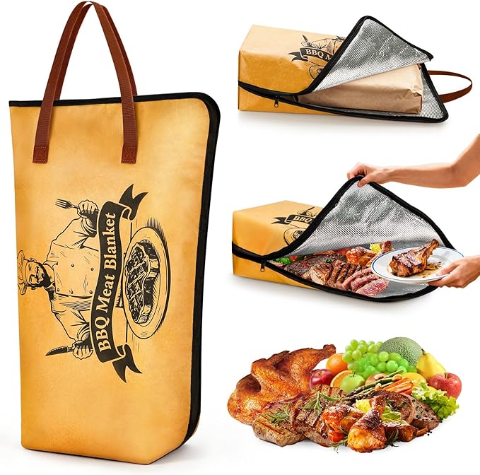 BBQ Blanket for Resting Meat, 21" Reusable Insulated BBQ Meat Resting Blanket Bag for Large Beef Brisket/Turkey/Steaks Smoker Grilling Accessories Gift for Men Dad Christmas
