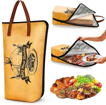 BBQ Blanket for Resting Meat, 21" Reusable Insulated BBQ Meat Resting Blanket Bag for Large Beef Brisket/Turkey/Steaks Smoker Grilling Accessories Gift for Men Dad Christmas