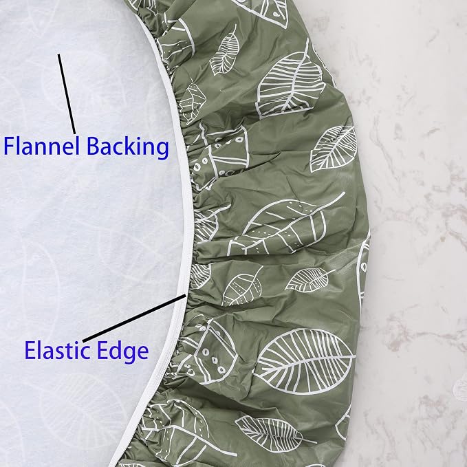 Walrus Round Vinyl Fitted Tablecloth with Flannel Backing Elastic Edge Design Table Cover Waterproof Oil-Proof PVC Table Cloth Stain-Resistant Best for 45"-56" Round