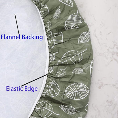 Walrus Round Vinyl Fitted Tablecloth with Flannel Backing Elastic Edge Design Table Cover Waterproof Oil-Proof PVC Table Cloth Stain-Resistant Best for 45"-56" Round
