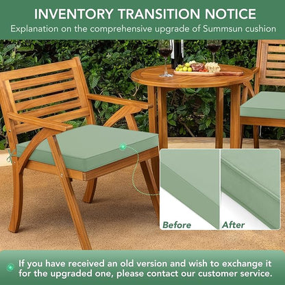 Outdoor Chair Cushions Set of 4: Waterproof & Fade Resistant Seat Cushion for Patio Furniture - 18.5 x 16 x 2 Inch Chair Pads with Ties and Hidden Zipper - Patio Chair Cushion Replacement, Sage Green