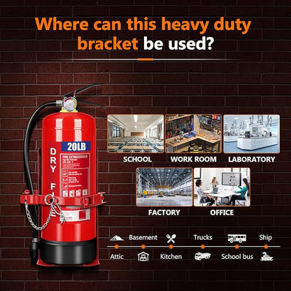 Heavy Duty Vehicle Bracket,Fire Extinguisher Brackets&Mounts-St12 Steel Red, Fit 20lb Dry/10lb Co2 Extinguisher-for School,Garage,Vehicle,Boat,Truck Generic Replacement for 810 by amerex