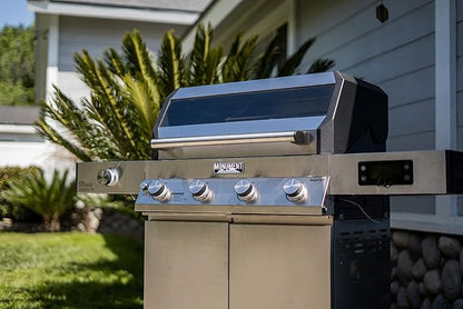 Monument Grills Denali Series, Denali 405 4-Burner Liquid Propane Gas Smart bbq Grill Stainless Steel with Rotisserie Kit(2 items)