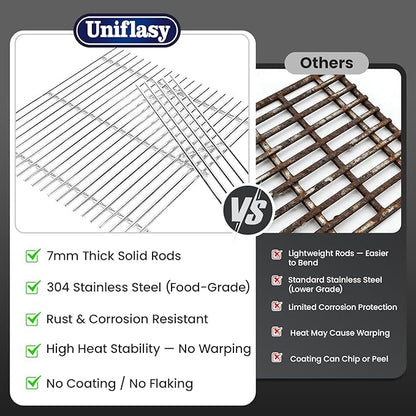 Uniflasy Genesis II 300 Grill Grates 66095 66802 Replacement for Weber Genesis II LX 300 GS4 Parts 66805 84136 18.75" 7MM Stainless Steel Cooking Grates for E310 E315 E325 E330 S310 S335 S345