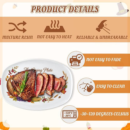 R HORSE Thanksgiving Melamine Platter Gift | The Giving Plate Reusable Serving Tray, Thanksgiving Serving Dish Plate for Turkey, Snack, Dessert, Dinner Party Supplies