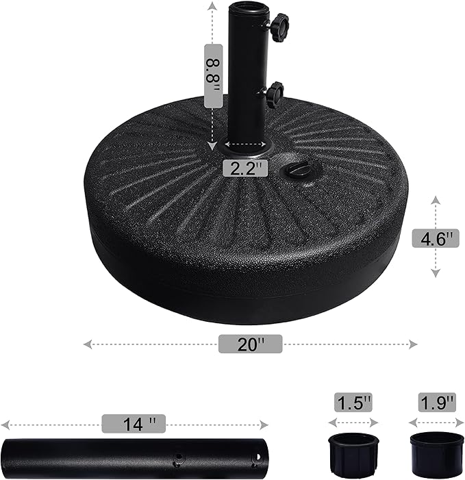 EliteShade Umbrella Base Water Filled Stand Market Patio Outdoor Heavy Duty Umbrella Holder(Black)