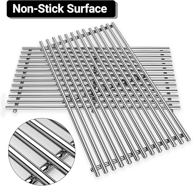 Spirit Grill Grates Stainless Steel 7637 for Weber Spirit E210 Grill Replacement for Weber Spirit 200 & Spirit GS4 II E210 Grill Parts for Weber Spirit Stainless Steel Grates 17.5" E210 E220 S210 S220