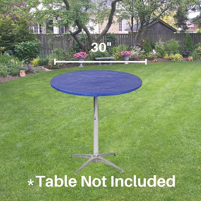 30" Round Fitted Plastic Table Covers, Bundle of 5 (Royal Blue)