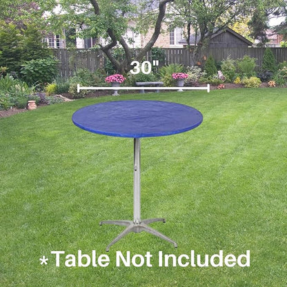 30" Round Fitted Plastic Table Covers, Bundle of 5 (Royal Blue)