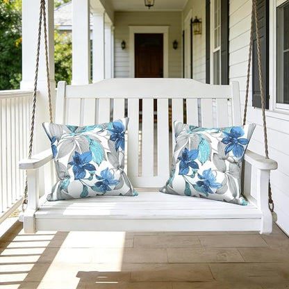 LVTXIII Outdoor Pillow Covers 20x20 Inch, 2 Pack Large Square Throw Pillow Cases, Fade-Resistant Cushion Covers for Patio Furniture Sofa, Garden Porch, Clemens Noir Blue