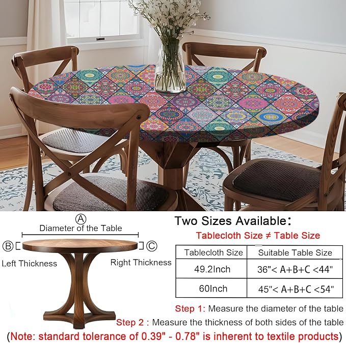 opstellen Fitted Round Tablecloth for 45-54" Tables Manteles Para Mesas Redondas Home Improvement Must Haves Summer Travel Camping RV Trailer Roadtrip Necessities Party Decorations for Adults Toddlers