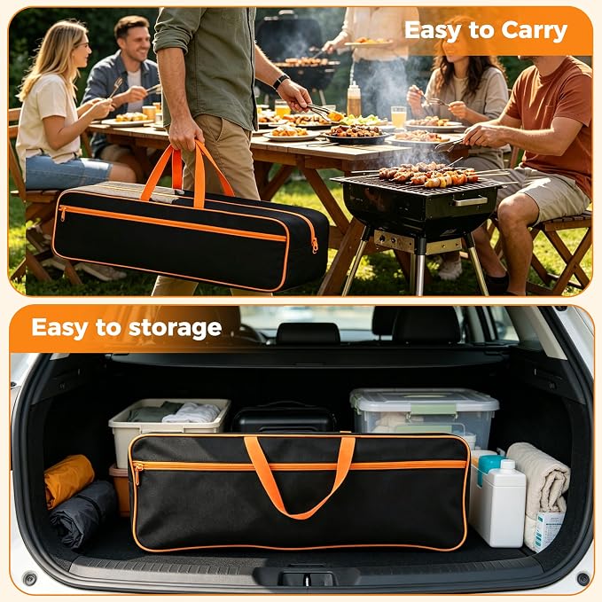 Grill Tool Storage Bag 25" x 8" x 10" Heavy-Duty Grill Utensil Storage
