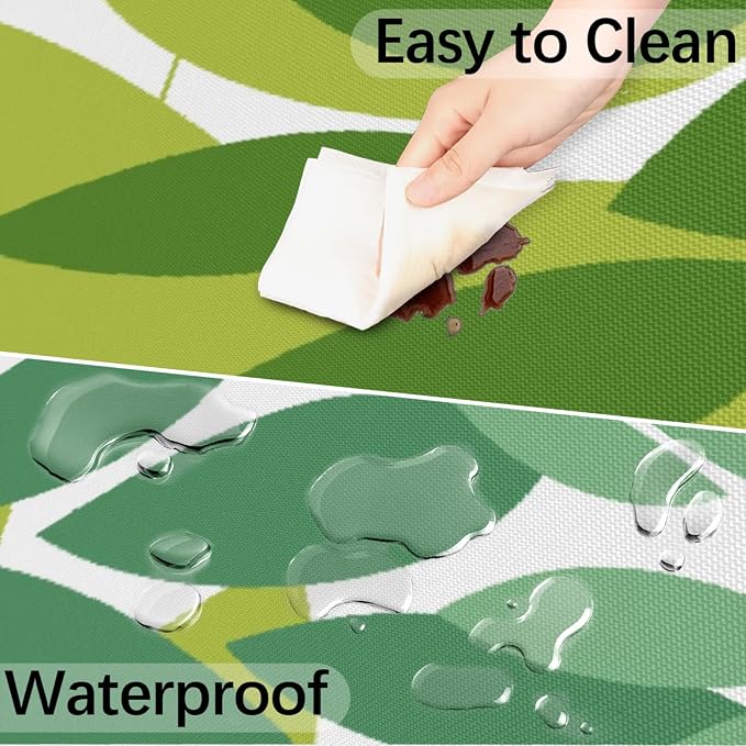 Round Tablecloth with Umbrella Hole and Zipper Elastic Fitted Table Cloth 45"-56" Oil-Proof Waterproof Patio Table Cover for Outdoor Picnic Party, Spring Summer Geometric Elegant Dark Light Green
