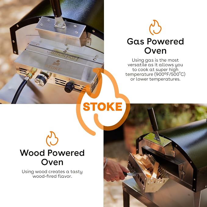 Stoke 13 Inch Outdoor Pizza Oven – Wood Pellet Portable Pizza Oven for Backyard, Camping, or Tailgating – Stainless Steel Multi-Fuel Oven with Pizza Stone & Accessories