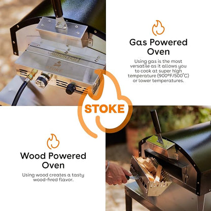 Stoke 13 Inch Outdoor Pizza Oven – Wood Pellet Portable Pizza Oven for Backyard, Camping, or Tailgating – Stainless Steel Multi-Fuel Oven with Pizza Stone & Accessories