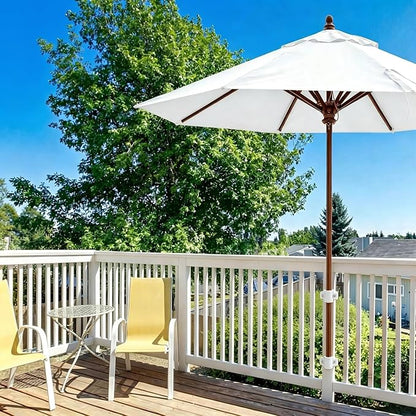 Stainless Steel Deck Umbrella Mount,Heavy Duty Patio Umbrella Holder for Deck Railing (Fit Max OD 2 Inch),Can Be Installed at Right Angles or Flat Surfaces,White