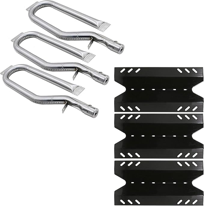 Hisencn Repair Kit for Members Mark BQ05046-6, BBQ Pro BQ05041-28, BQ51009, Sam's Club, Outdoor Gourmet BQ05037-2, BQ05046-6A Gas Grill Models, Burner Tube, Porcealain Steel Heat Plate, Burner Cover
