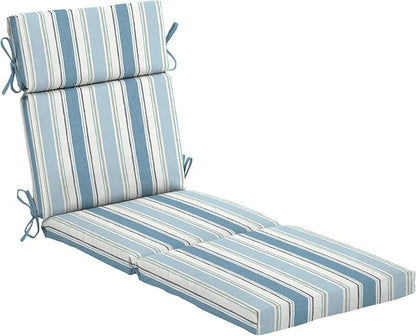 Arden Outdoor Chaise Cushion, 22x77, French Blue Stripe | Lounge Cushion, Rain-Proof, Fade Resistant, Mold and Mildew Resistant