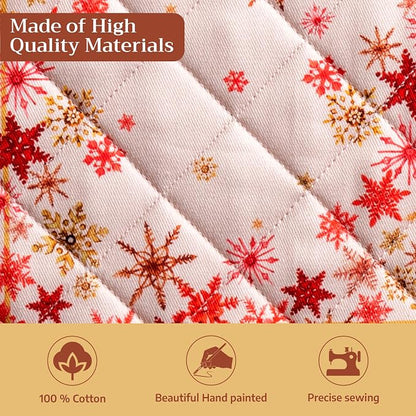 Maison d' Hermine Pot Holders 100% Cotton Potholders (8" x 8", Pack of 2) | Heat Resistant Hot Pads with Loop BBQ Cooking Baking Hotel Kitchen Handling Hot Pans Thanksgiving Christmas - Crystal Star