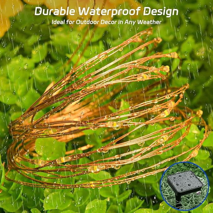 cshare Solar Fairy Lights Outdoor Waterproof,39.4ft 120LED Solar String Lights for Outside 8 Modes 2 Packs for Patio Backyard Garden Deorations Warm White