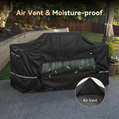 98 Inch Island Grill Cover,600D Heavy Duty Waterproof BBQ Covers for Outside,Tear & Fade Resistant Outdoor Kitchen Cover with Buckle, Drawstring,Air Vent,Black