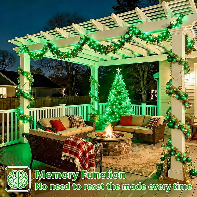 YEGUO 4 Pack Green Solar Fairy Lights, Each 33ft 100 LED Christmas Lights Outdoor Waterproof, 8 Modes Sliver Wire Solar String Lights