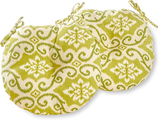 Greendale Home Fashions 15-inch Outdoor Round Bistro Seat Cushion, 2 Count (Pack of 1), Avocado