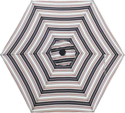 MASTERCANOPY Patio Umbrella 7.5 ft Replacement Canopy for 6 Ribs-Black and Red stripe Canopy Only