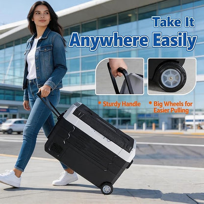 Simple Deluxe 12 Volt Refrigerator, 53QT Dual Zone Electric Cooler, Car Fridge -4℉-68℉, Portable Refrigerator 12/24V DC 100-240V AC, Portable Freezer for Travel RV Camping Boat Home