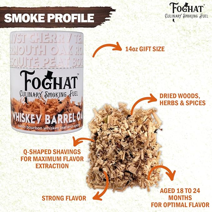 Cocktail Smoker Wood Chips - 14oz Whiskey Barrel Oak Shavings for Smoker, Bourbon & Drink Infuser Kit - All Natural, Culinary Wood Smoking Chips for Hand-held Cocktail Smoke Gun & Drink Smokers