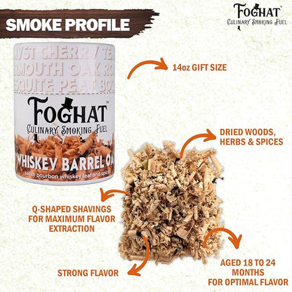 Cocktail Smoker Wood Chips - 14oz Whiskey Barrel Oak Shavings for Smoker, Bourbon & Drink Infuser Kit - All Natural, Culinary Wood Smoking Chips for Hand-held Cocktail Smoke Gun & Drink Smokers