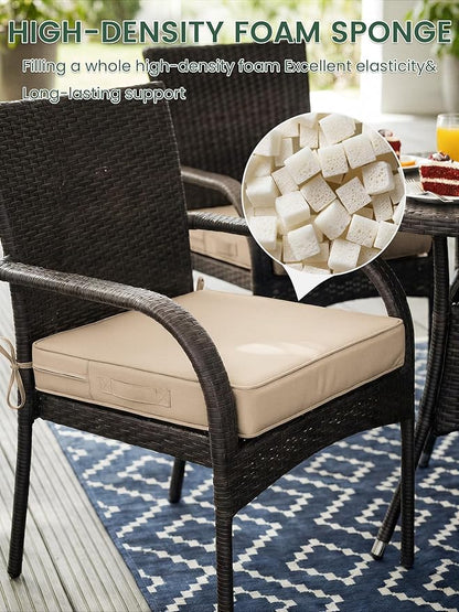 Outdoor Chair Cushion 24 x 24 x 5 Inches Patio Furniture Outdoor Waterproof Seat Cushion, Patio Chair Cushion with Handles and Ties, Square Dining Chair Cushion Set of 4, Sand