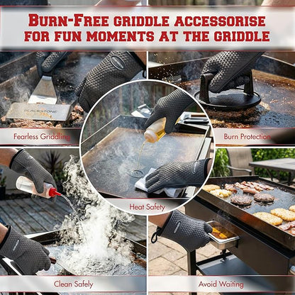 KITCHEN PERFECTION XL Silicone Oven & Griddle Gloves -Extreme Heat Resistant BBQ & Grilling Gloves -Handle Hot Food Right on Your Griddle |Waterproof Oven Mitts Grill Gloves |Superior Set+3 Bonuses