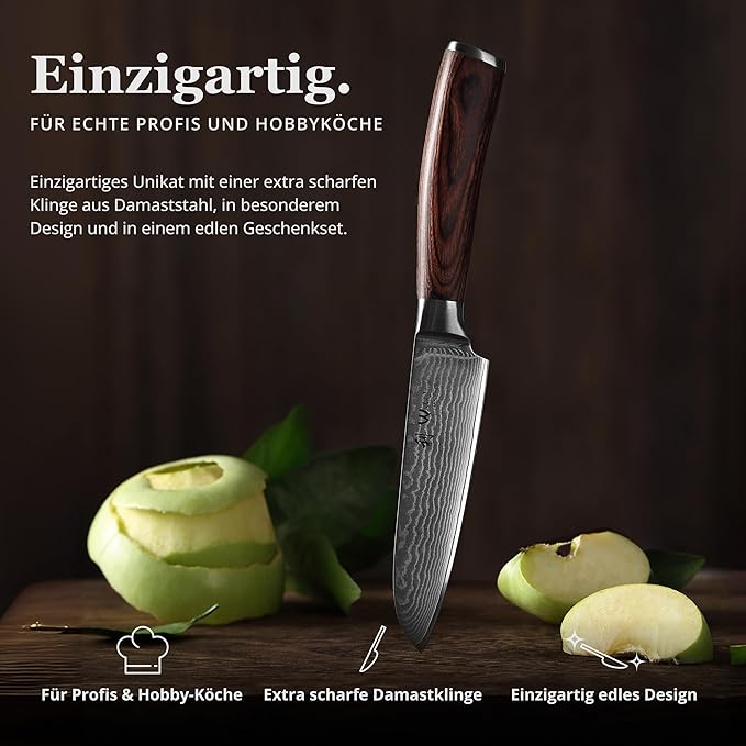 Wakoli EDIB Damascus Small Santoku Knife – 4.7-Inch Japanese Style Kitchen Knife | Genuine 67-Layer Damascus Steel Blade with VG10 Core | Ergonomic Pakkawood Handle | Multi-Purpose Cooking Knife