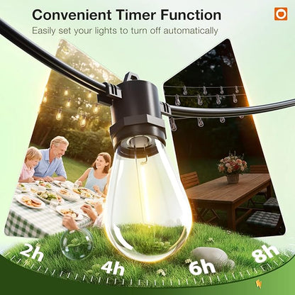 addlon 50FT LED Outdoor String Lights, Remote Dimmable Patio Lights with Timer & 3 Lighting Modes, 16 Shatterproof Edison Bulbs, Waterproof Connectable String Lights for Outside Backyard Party Décor