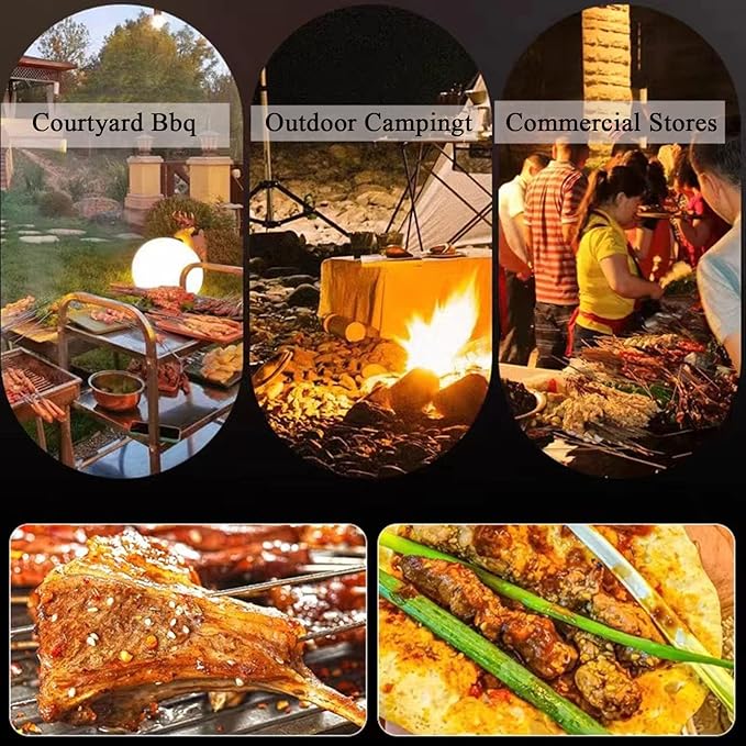 Small Charcoal BBQ Grill Made from Stainless Steel, Portable Camping BBQ Smoker for Outdoor Barbecue/Tabletop Cooking Suitable for 3-5 people