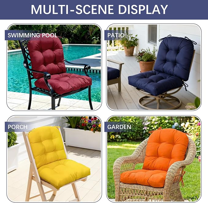 Gnostik Outdoor Indoor Floral Seat Cushions 18.6"X18.6" Waterproof Patio Chair Pads for Porch, Dining, Garden, Balcony, Office Set of 2