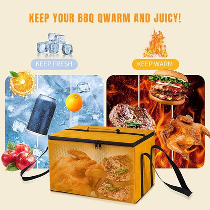 BBQ Insulated Food Bag - 5-Layer Thermal Cooler/Warmer for Grilling, Picnics | Collapsible, Waterproof, Large Capacity (Fits Roasts, Burgers & More)