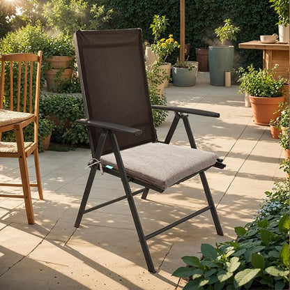 QILLOWAY Outdoor Indoor Chair Pads,Seat Cushions, Square Foam Dining Chair Patio Cushion Set of 4, All Weather, 17" Lx17 Wx3 D (Beige)