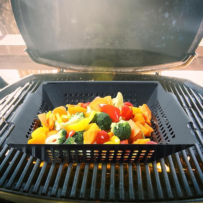 UNCO- Large Grill Basket, 13.6" x 12", Grill Baskets for Outdoor Grill Vegetables