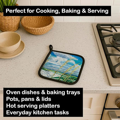 Caroline's Treasures JMK1271PTHD Sea Oats Pair of Pot Holders Kitchen Heat Resistant Pot Holders Sets Oven Hot Pads for Cooking Baking BBQ, 7 1/2 x 7 1/2