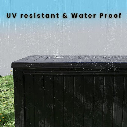 200 Gallon Outdoor Storage Box Waterproof Lockable Resin Deck Box Large, Black