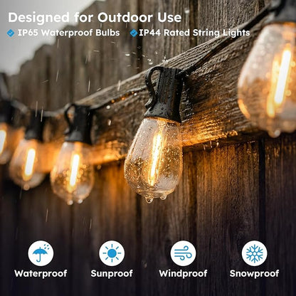 GvvooHome 25FT Outdoor String Light with S11 Plastic Bulbs, Low-Voltage LED Patio Lights with App & Remote, Music Sync, 4 Lighting Modes, Dimmable & Waterproof for Backyard, Porch, Garden, Deck, Party