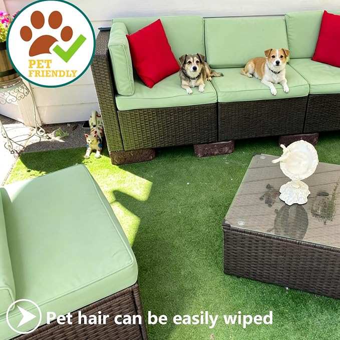 Outdoor Cushion Covers Replacement 14 Pcs, Bean Green | Patio Cushion Covers Fit for 7Pieces 6-Seater Wicker Rattan Sectional Couch Sofa, Outdoor Cushion Slipcovers Set
