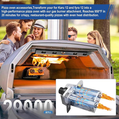Pizza Oven Accessories, Pizza Oven Gas Burner Attachment, Outdoor Pizza Oven Accessory for Karu 12/12G/12-Inch Models Pizza Oven Propane Burner, Propane Conversion Kit with 5FT Hose & Regulator.